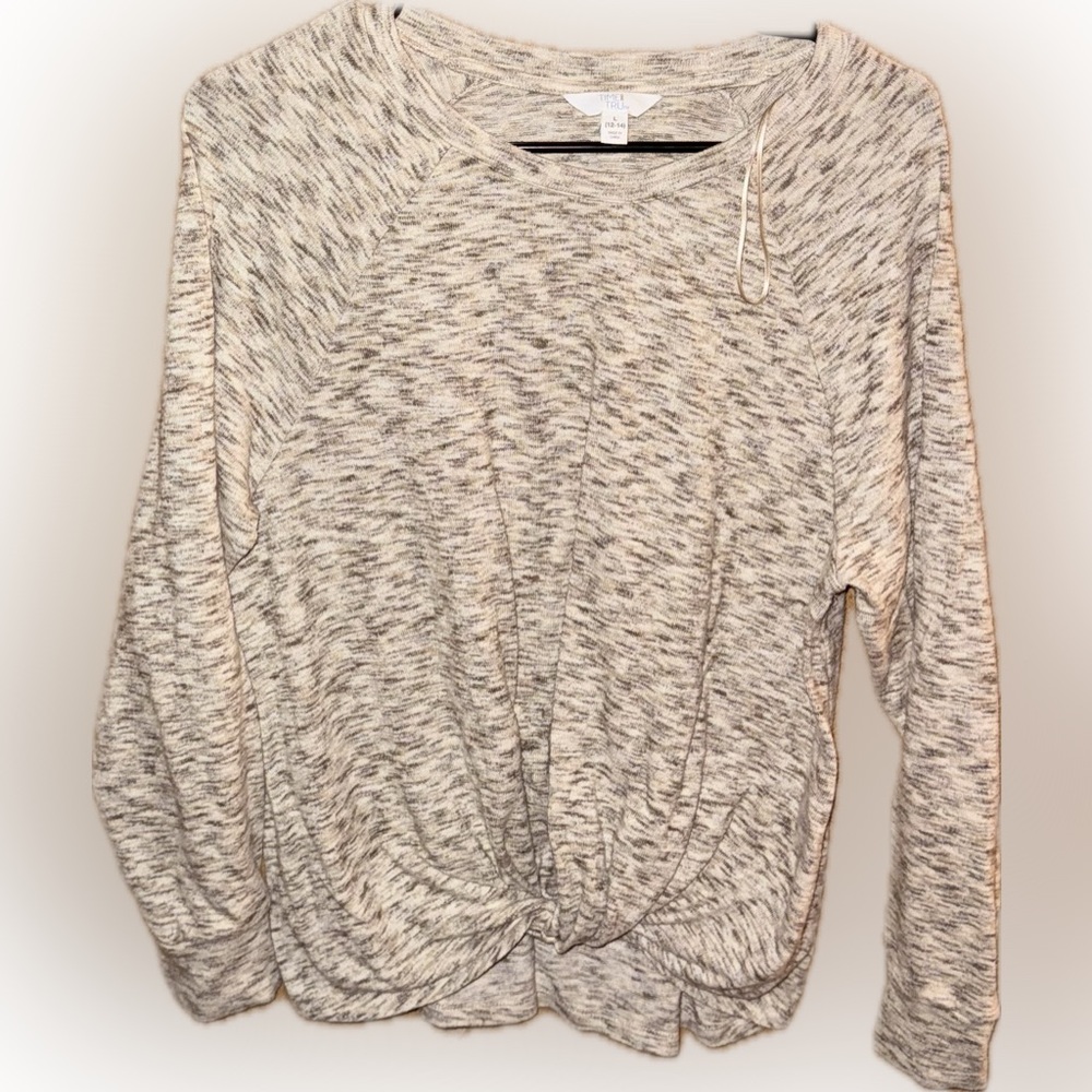 Time and Tru Women's Beige Twist Front Sweatshirt